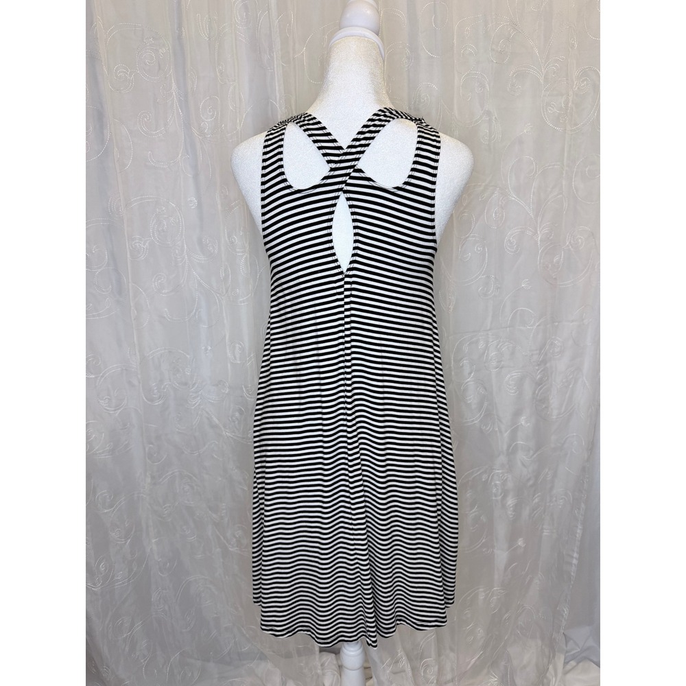 Hollister Womens XS Black White Striped Strappy Back A-Line Mini Tank Dress - Picture 3 of 7